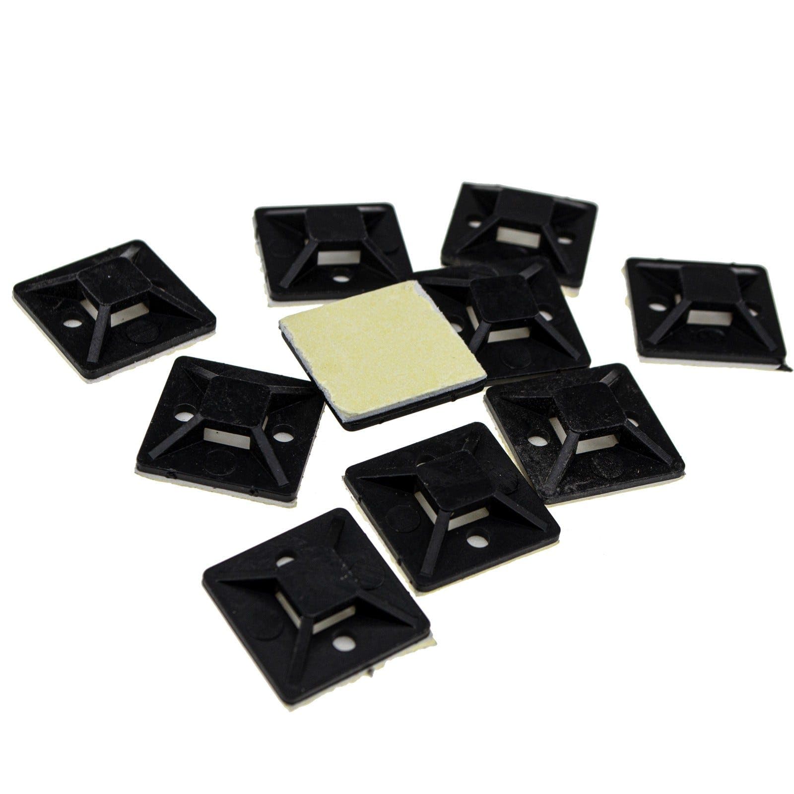 Kenable Cable Tie Base 25mm X 25mm Self Adhesive Small Black (10 Pack)
