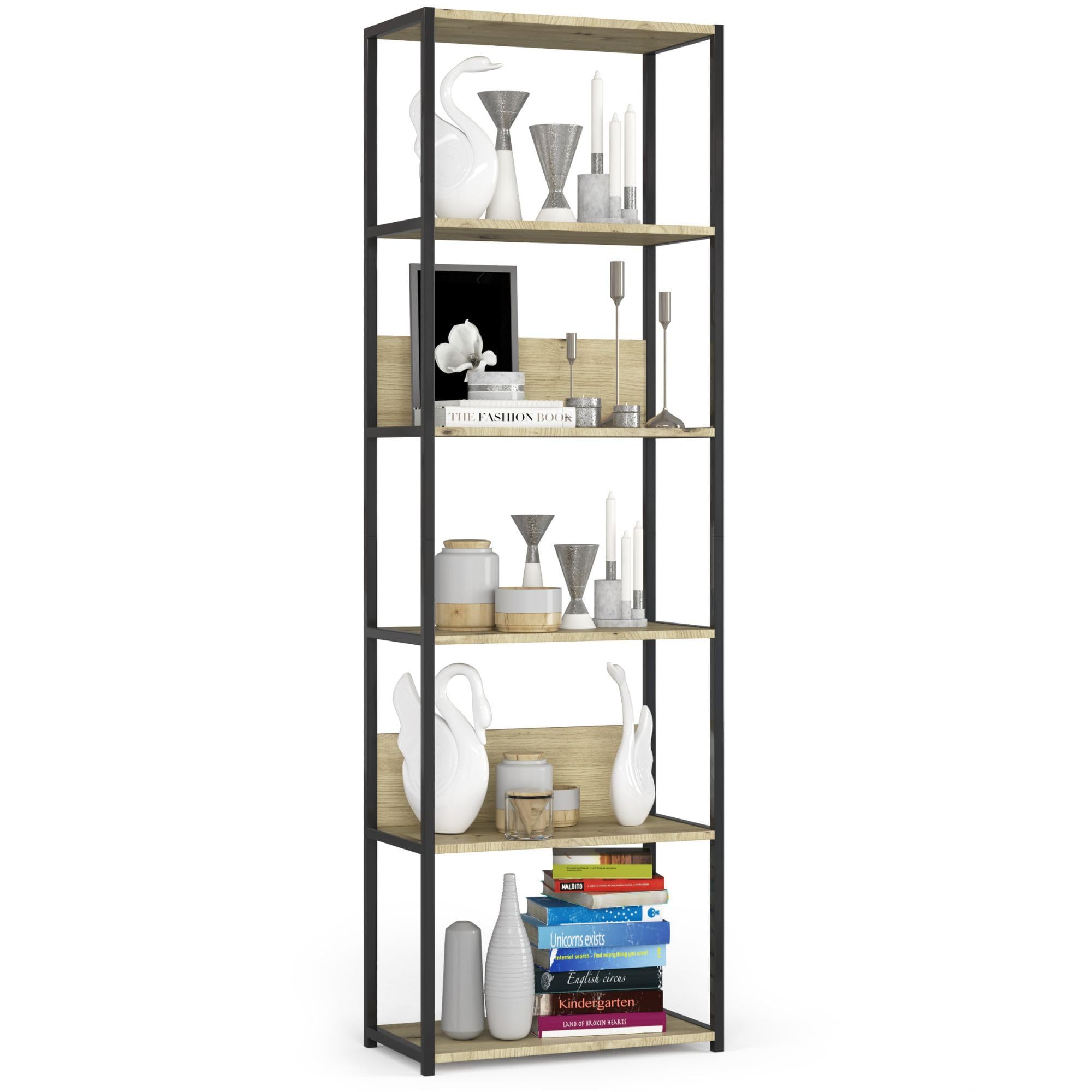 Akord Bücherregal 6 Ablagen, 60 cm Breit, Industrial/Loft-Style