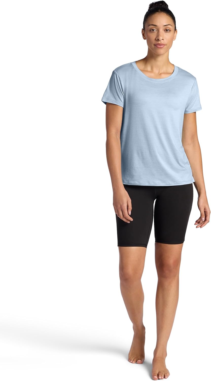 Gaiam Womens Align Marled T-Shirt, Relaxed Fit, Stretch Midweight Heathered Material, High-Low Hem - Image 3