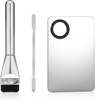 3 espátulas de maquillaje con paleta de mezcl...