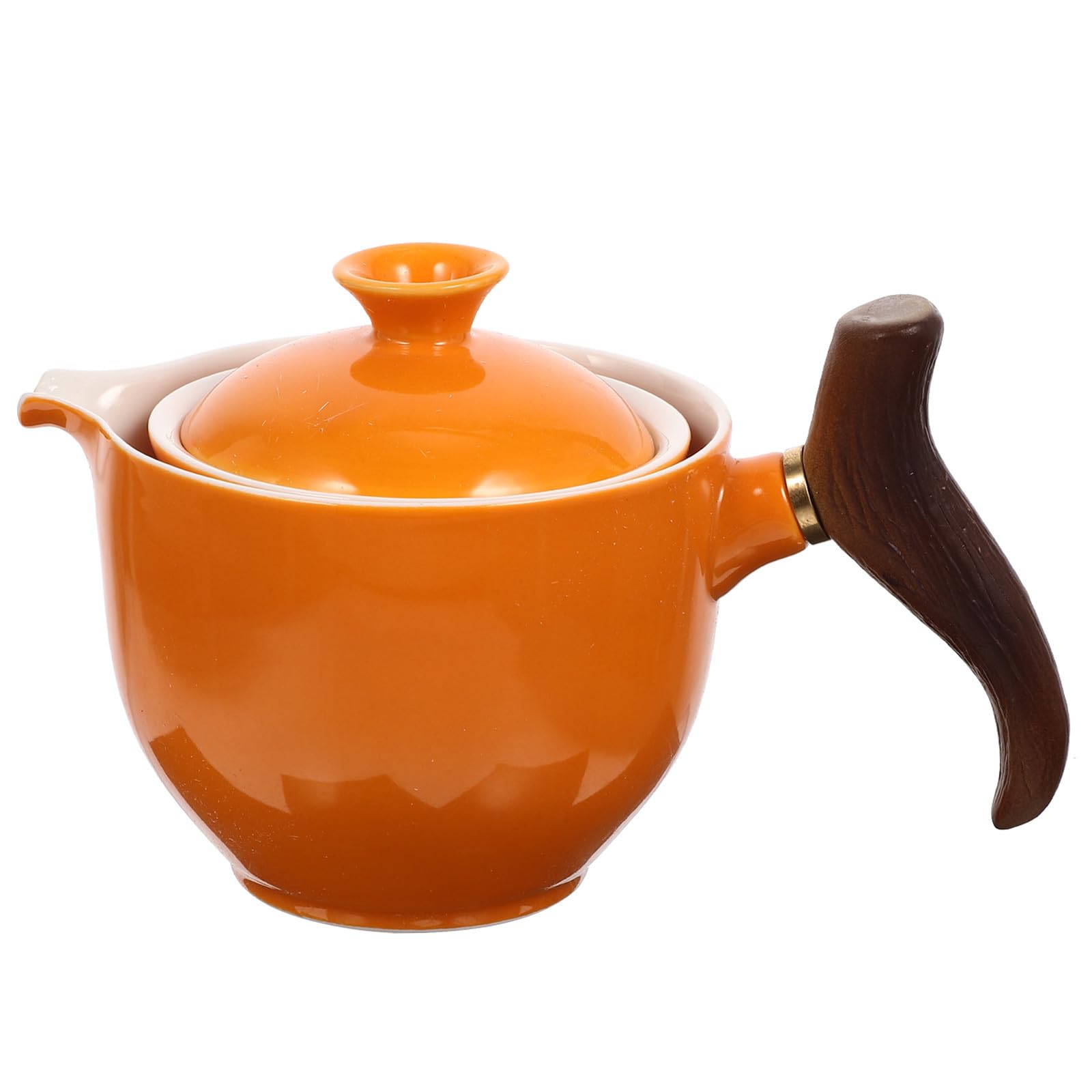 Théière céramique orange 300ml infuseur avec poignée isolante pour décoration de cuisine moderne