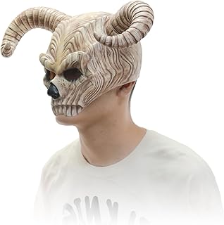 Bulex Animal Skull Mask Devil Horn Scary Ram Skeleton Headgear Horror Halloween Cosplay Costume Accessories Creepy Demon Sheep Horn