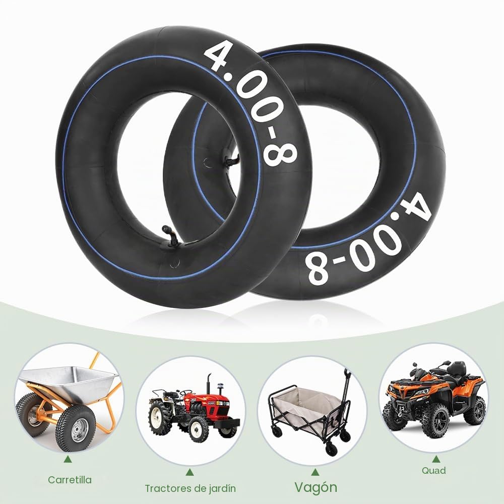 mizikuu 2 Piezas Cámaras de Aire Ruedas Pequeñas, 4.80/4.00-8 Tubo Interior para Llantas con Válvula Rueda Neumática Tubo Interior para Carretillas, Mini Bicicleta, Césped Jardín Equipo
