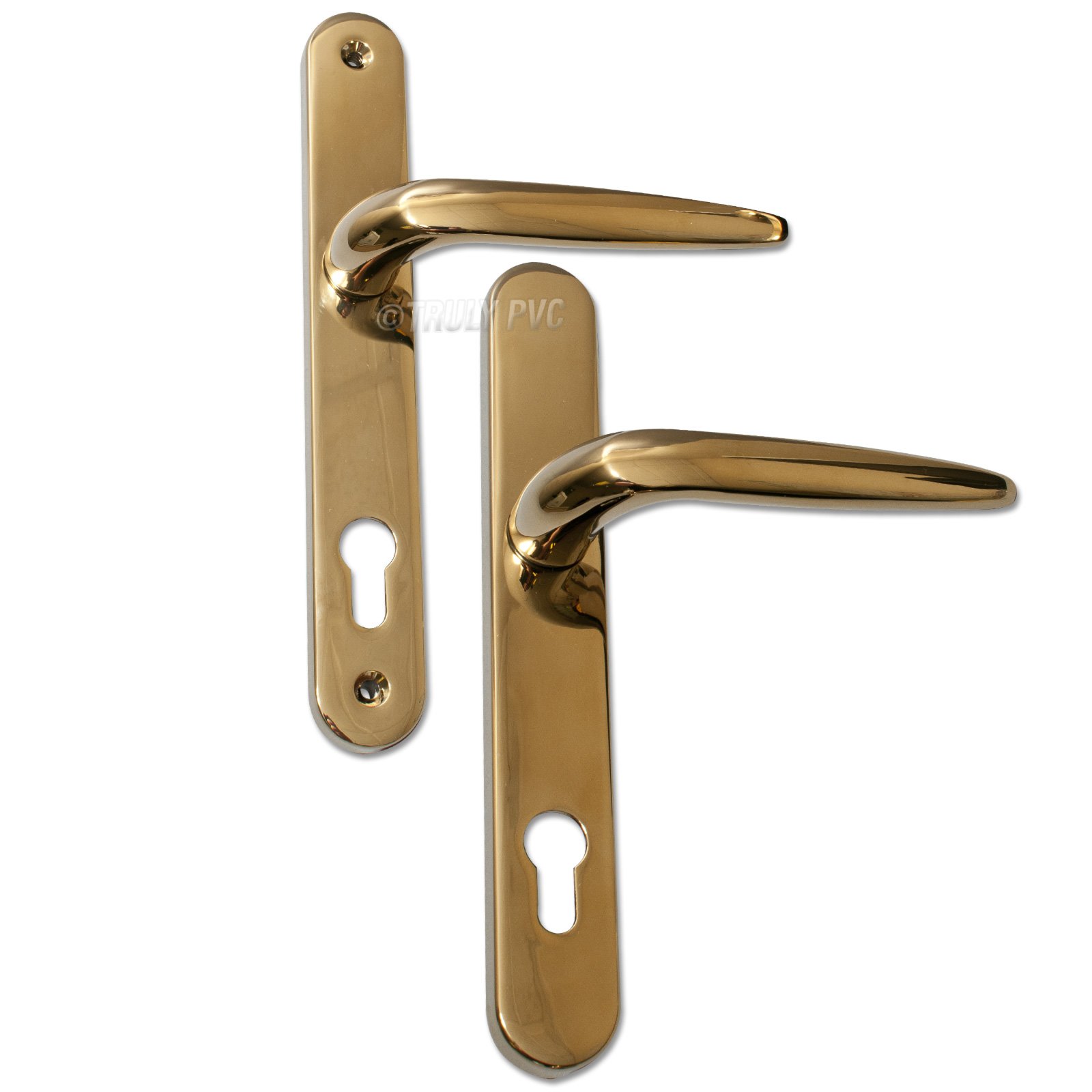 Sparta Gold Pair Of Trojan 92Pz Long Backplate Pvd Sprung Lever/Lever Upvc Door Handle Set