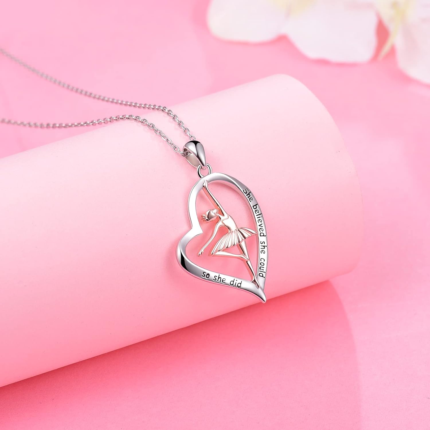 Ballerina Ballet Necklace Gifts for Women : 925 Sterling Silver Heart Ballet Dancer Necklace Dance Recital Gifts for Teens - Image 5