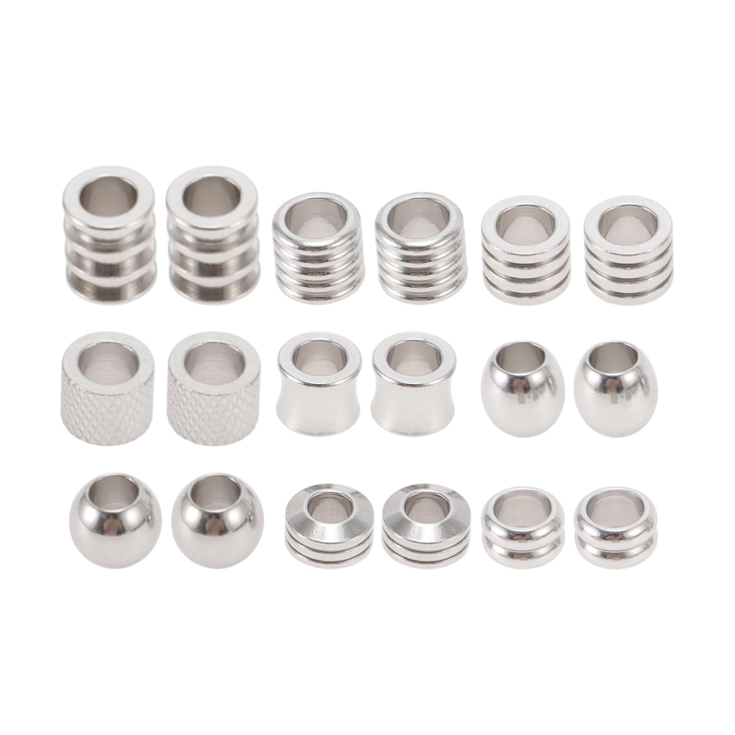 18 Pcs Beard Beads, Braiding Beads, Stainless Steel Viking Beard Beads, Hair Jewelry Fit for Beard and Braid Hair for Men and Women, Silver Tone