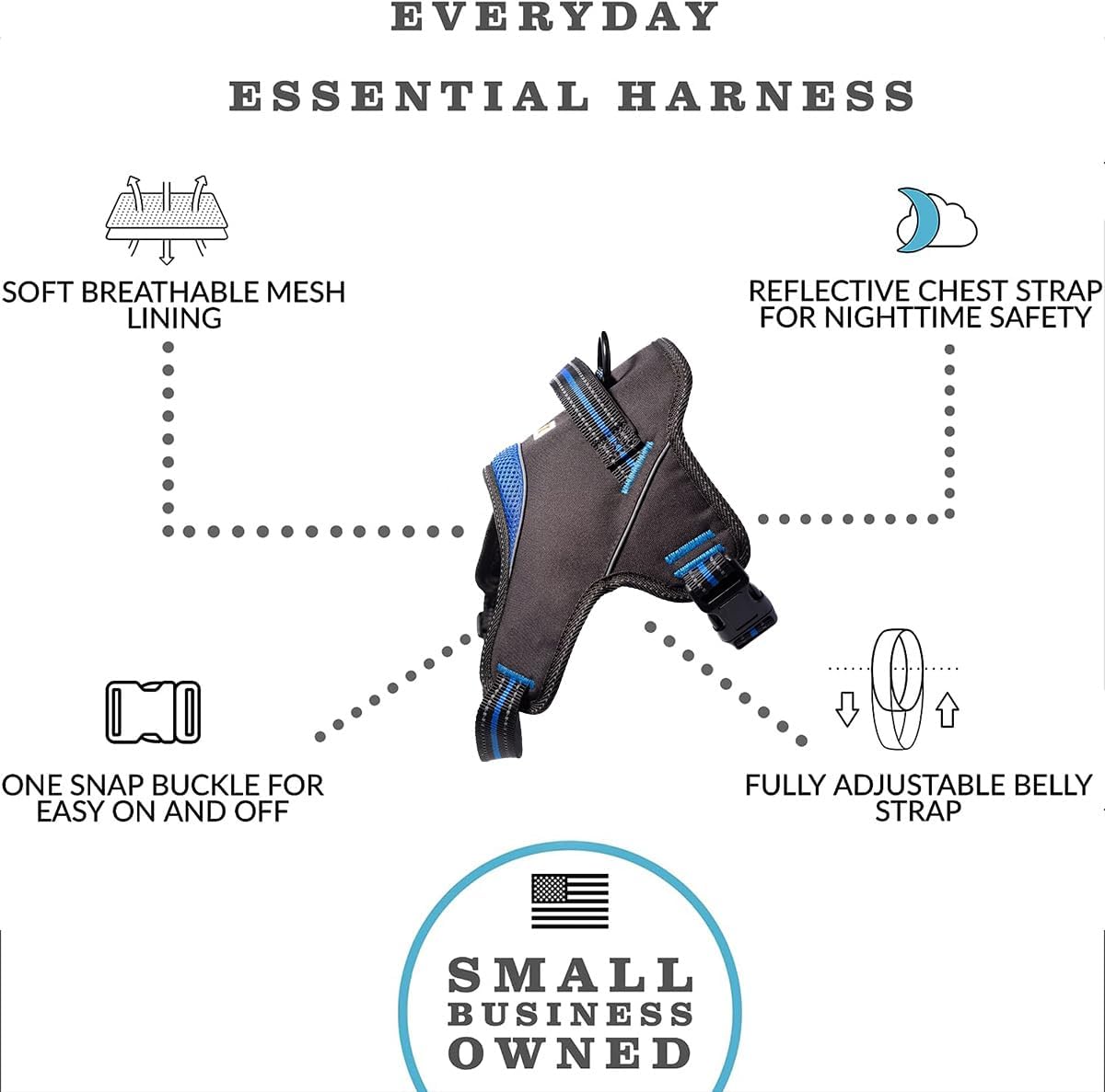 Hart Dog Harness, No-Pull Pet Vest with 1 Leash Clip, No Choke, Reflective, Adjustable, and Padded, for Easy Walking and Training Dogs (Grey, L(50) Suggested Weight 29lb to 47lb)