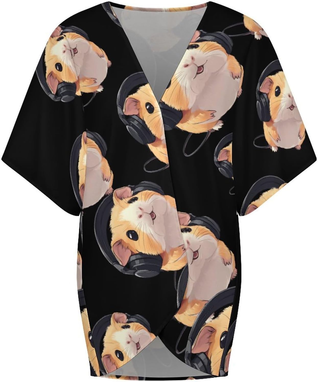 Funny Guinea Pigs Women's Open Front Cardigan Short Sleeves Jacket Lightweight Sweaters Tops