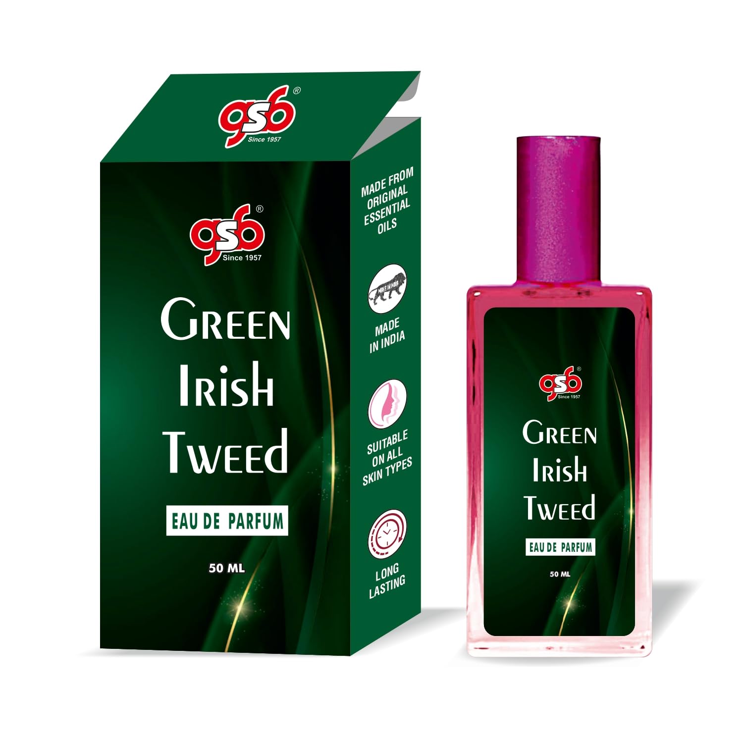 GSB Green Irish Tweed Eau De Parfum Inspired From Greed Green Irish Tweed | Clone Fragrance | Designer EDP Spray For Men & Women | Luxury Perfume | Long Lasting | 50 ML