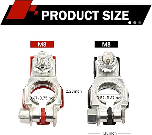 Miniatura 2 de 2 conectores de terminal de batería, adaptador de poste superior de terminal de batería positivo y negativo, terminales de batería con parte