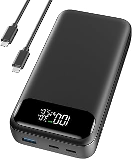 A ADDTOP Power Bank, 20,000mAh 65W Laptop Portable Charger, USB C PD QC Fast Charging, 3-Port External Battery Pack for Ma...