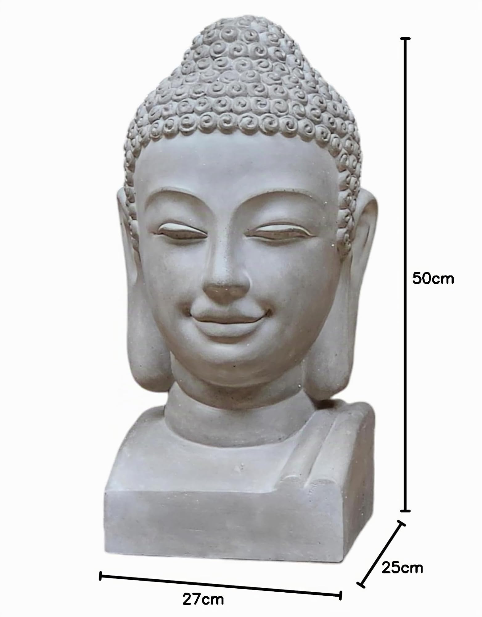 Teramico Gartendekoration Gartenfiguren Statuen aus Beton in Grau - Stern/Buddha/Französische Lilie - absolut frostfest (Buddha)