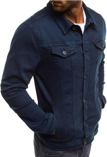 Men's Lightweight Denim Jacket Slim Fit Button Jean Coat Open Front Cardigan Trucker Jean Jackets Outfits