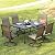 NUU GARDEN 7 Piece Outdoor Dining Set, 6 Swivel Patio Chairs and 1 Dining Table with 1.57 Inch Umbrella Hole, Iron Patio Furniture Set for Lawn Backyard Balcony, Black and Brown