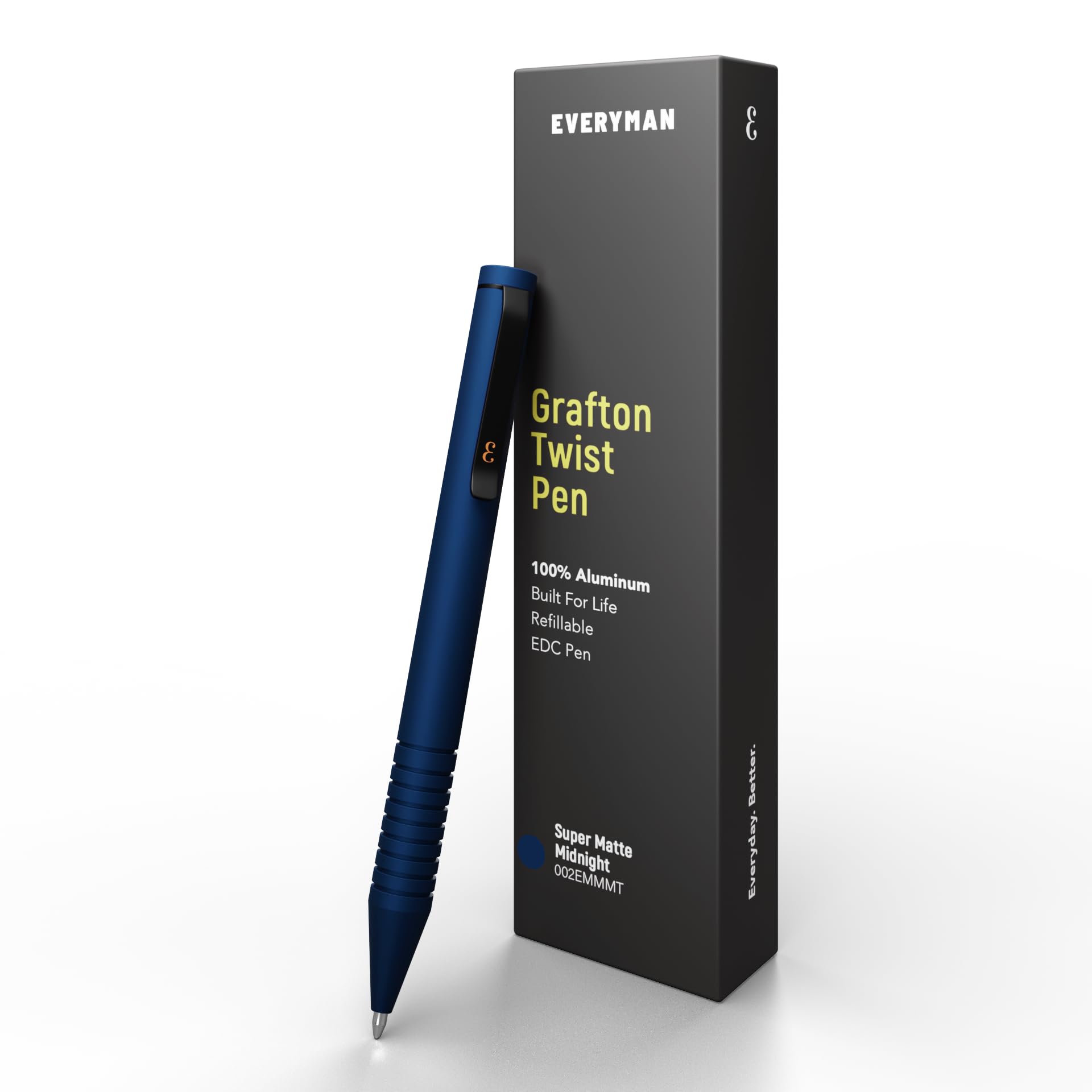 Everyman Midnight Super Matte Grafton Mini Twist Pen - New and Improved Premium EDC Pen