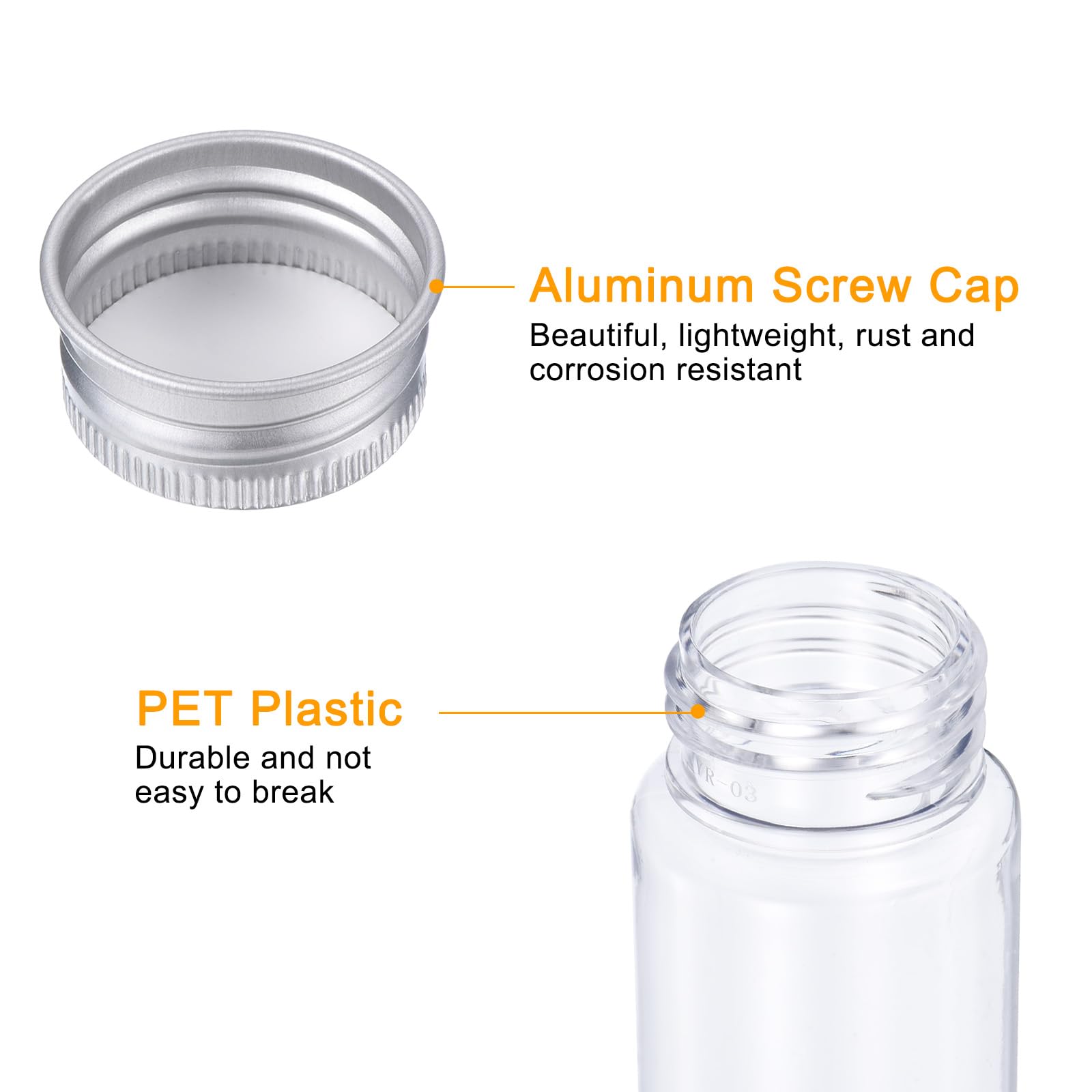 PATIKIL 40pz 110ml Plastica Provette con Vite Tappi 155x33mm Alluminio Coperchio per Esperimenti scientifici Esperimenti Festa Decorazione Caramelle Perline Conservazione Bagno Sale