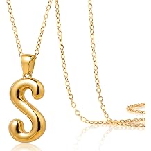 DoDoBeads Stainless Steel Initial Necklace, Waterproof 18K Gold Plated Necklace, Non-Tarnish Chunky Monogram Jewelry Gifts for Women, Mothers Day Gift