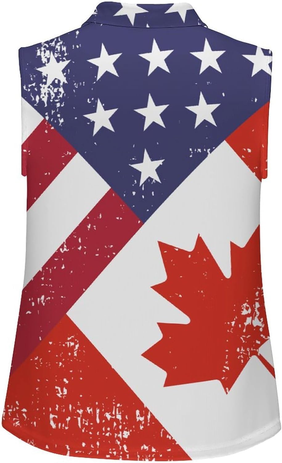 Retro America Canada Flag Women's Golf Shirt Sleeveless Polo Shirts Tank Tops Blouses Tennis T-Shirts Casual