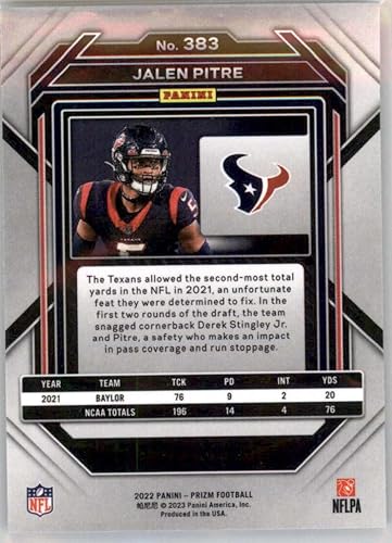 Miniatura 2 de 2022 Panini Prizm #383 Jalen Pitre RC Rookie Houston Texans NFL Football Trading Card
