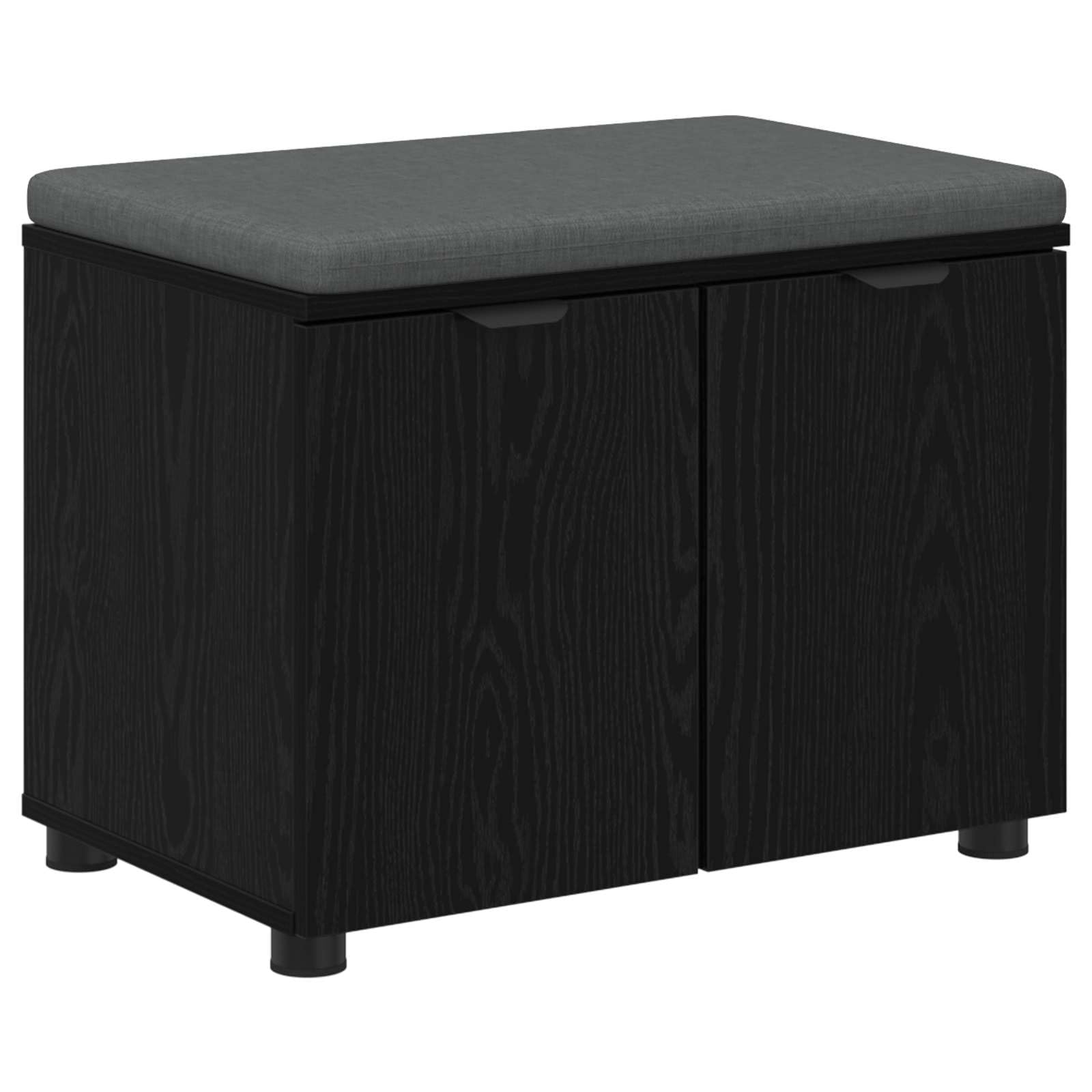 Banco de pasillo con cojín y puerta, zapatero compacto de roble negro