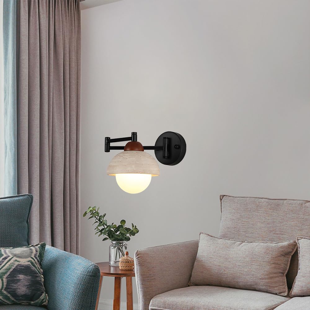 Jadssox Lámpara de Pared de Metal para Interiores, Ajustable, para tocador de baño, con Brazo articulado para Dormitorio, mesita de Noche y Sala de Estar, Acabado Negro Mate.