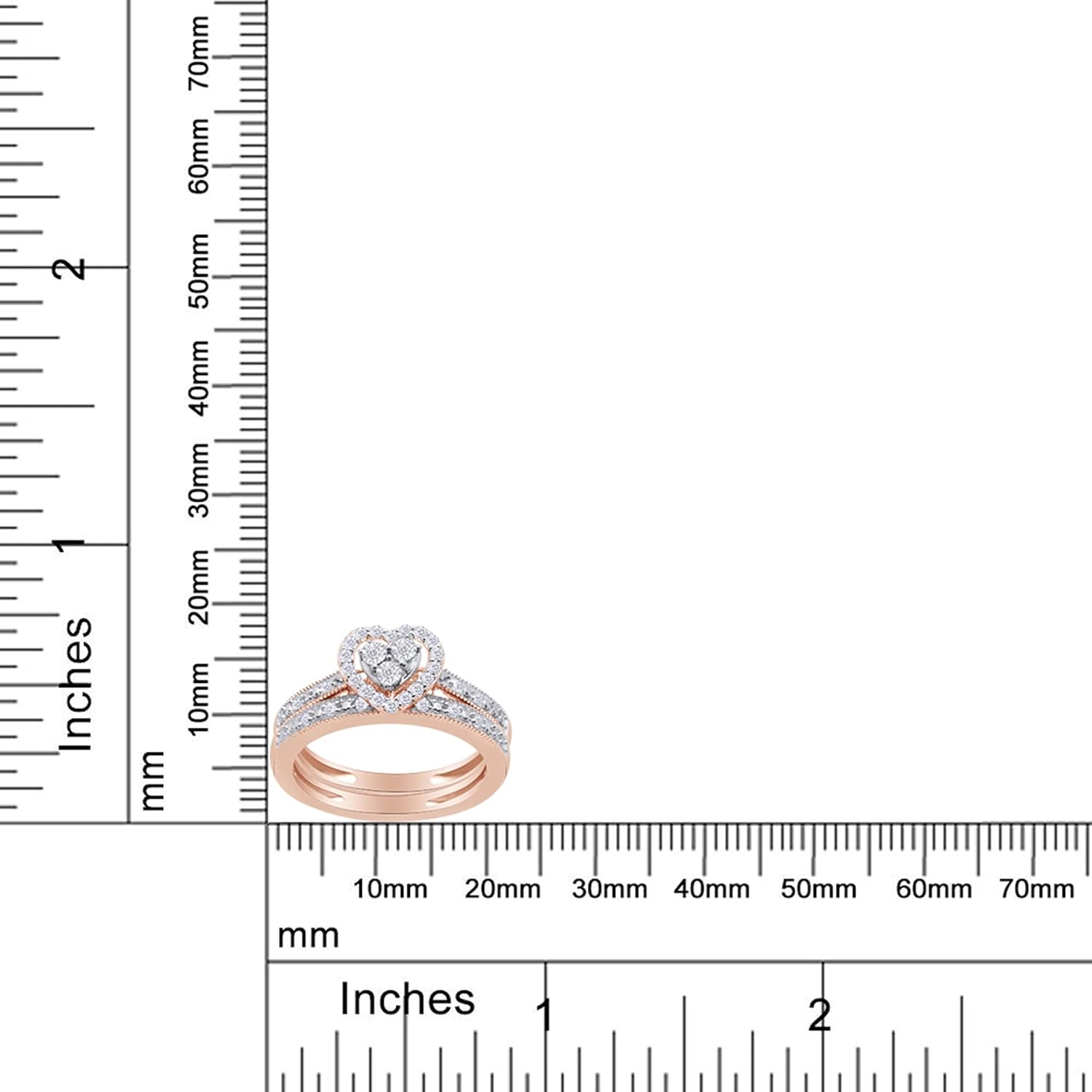 AFFY 1/4 Carat Miracle Set Round White Natural Diamond Heart Promise Engagement Bridal Set Ring For Women In 14K Gold Over Sterling Silver (Clarity I2-I3, Color : I-J, 0.25 Cttw)