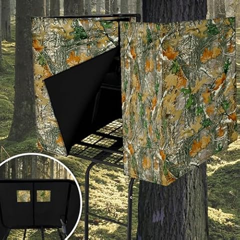 Hunting Tree Stand Blinds, Camouflage Tree Stand Cover, 102''x35''Hunting Realistic Forest Camo Treestand Ground Blinds with Zipper and Two Large Pockets for Deer, Elk, Turkey Hunting Cover