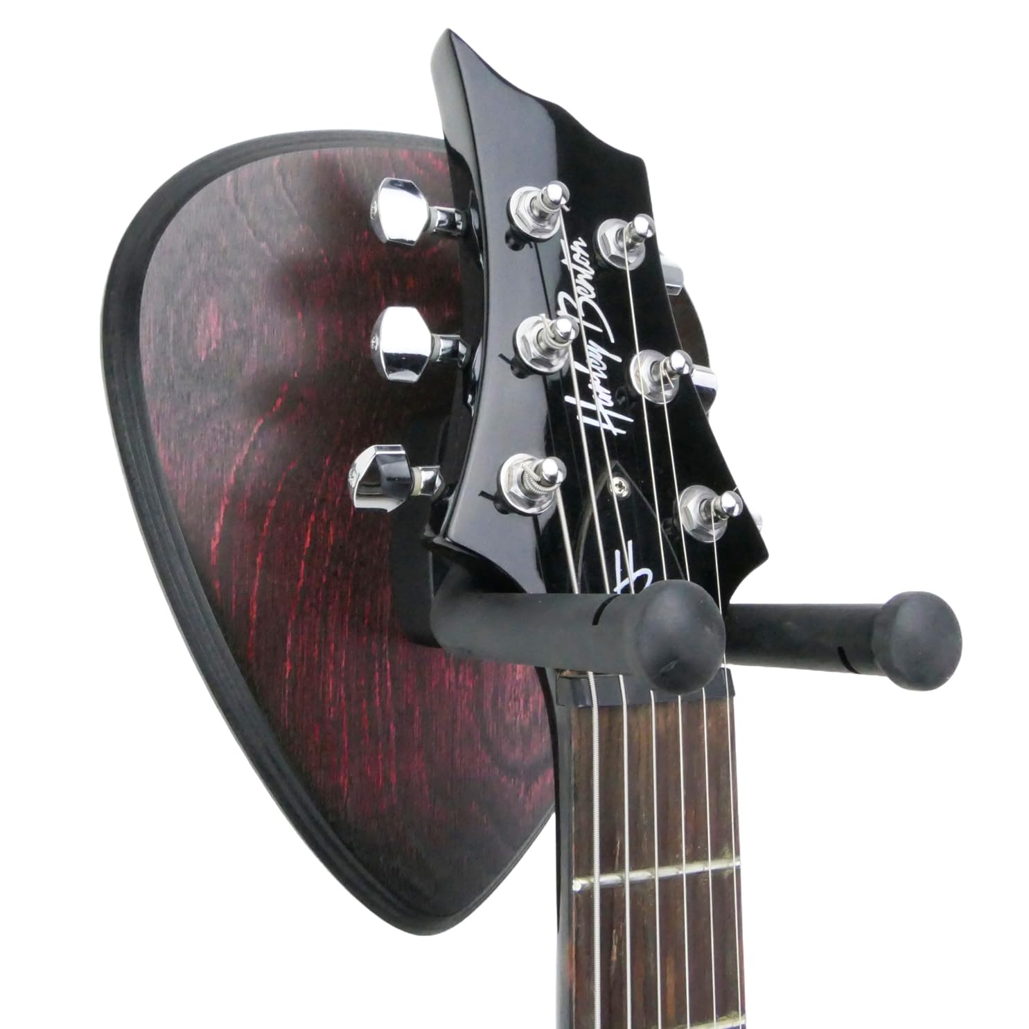Unikat Gitarrenhalterung Wandhalter aus Holz Wandhalterung - Cherry-Rot Schwarz 23,5x23,5cm - Gitarrenhalter Modell DARK EDGE FOUR