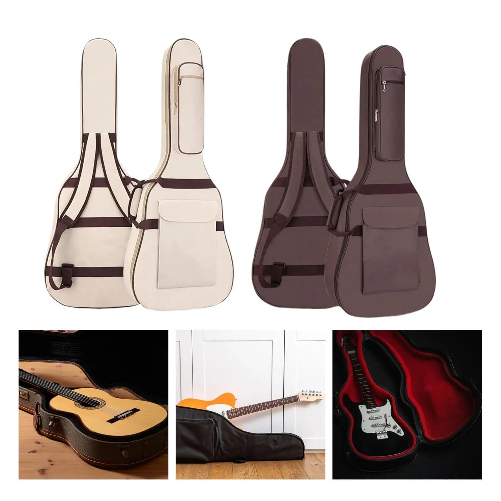 Bolsa de Transporte for Guitarras eléctricas 40-41 Pulgadas con Correa for el Hombro para Guitarra(Coffee)