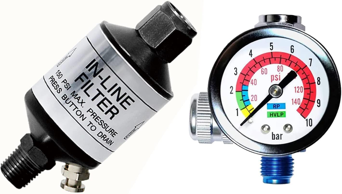 LE LEMATEC AI303 In Line Filter with Teflon and AR-01 Non-Diaphragm Air Regulator combo