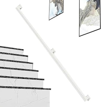 Stairs Banister Handrail for Indoors Outdoors Steps Hand Railings with Wall Brackets, Staircase Handrails White Square Pipe Design - Home Decoration/