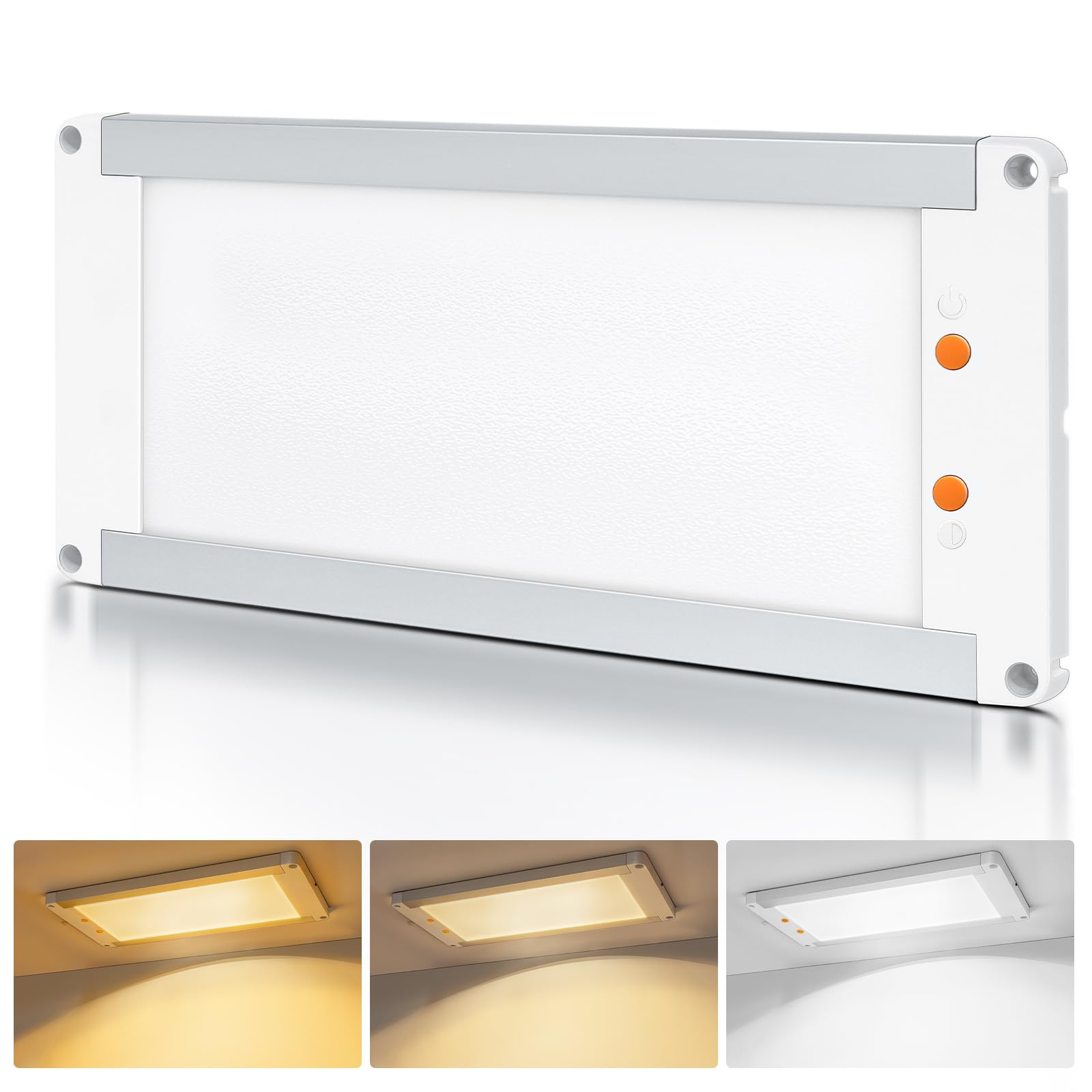 acegoo 12V Luz de Techo LED Autocaravana 11W Regulable Aluminio Panel Lámpara 3CCT 3000K/4500/6500K para Camper Caravana Barco Furgoneta Yate Interior, 1180lm 32,5X14,5cm
