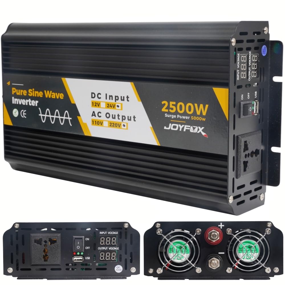 Joyfox Pure Sine Wave Power Inverter, top view.