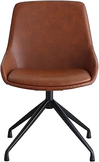 東馬 tohma ダイニングチェア ラウンドチェア 回転チェア キャメル スチール脚 合成皮革 肘無 エデル 375196