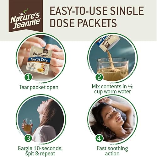 Miniatura 5 de Gargle Away by Nature's Jeannie All Natural Mucus Care - Calma el moco, el goteo posnasal, la tos persistente, 6 paquetes, sabor a limón y jengibre