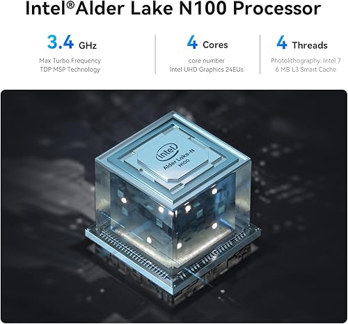 Miniatura 5 de Beelink Mini PC EQ13 con procesador N100 (4C4T), 16G DDR4 500G SSD Mini computadora de escritorio, WiFi6, BT5.2 Dual NIC LAN, Mini computadora de