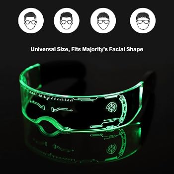 Occhiali LED Cyberpunk - Occhiali Luminosi Per Feste, Discoteca, Cosplay, Con 7 Colori