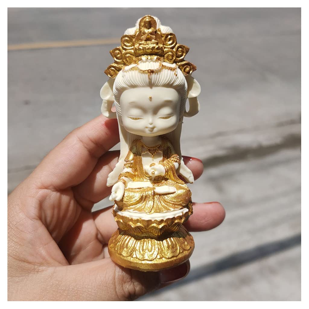 Medytujący posąg Buddy Guanyin Statuetka Mała statuetka Bodhisattwy Dekoracje wnętrza samochodu Posągi do wystroju domu Posąg Zen Posągi medytacyjne Figurka Siedząca Rzeźba Dekoracja (Kolor: B)