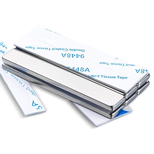 Miniatura 70 de Mikede - Imanes de tierras raras - Paquete de 10 potentes imanes de neodimio en barra negros con adhesivo doble cara, para garaje, cocina, ciencia