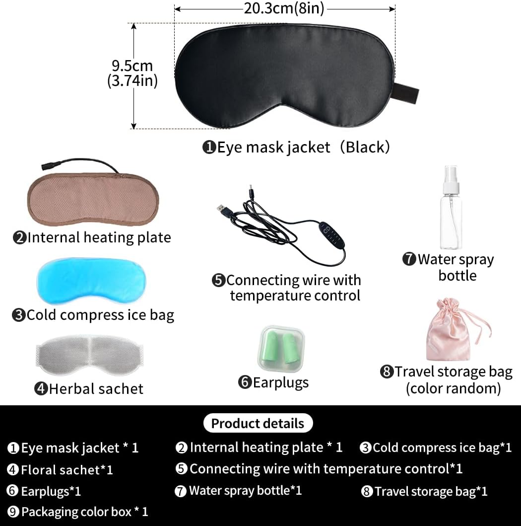 Heated Eye Masks for Dry Eyes, Timer Shutdown Setting, 4-Speed Intelligent Temperature Regulation, Double-Sided Silk Soft and Breathable Fabric,Eye Masks for Puffy Eyes,Dry Eye mask
