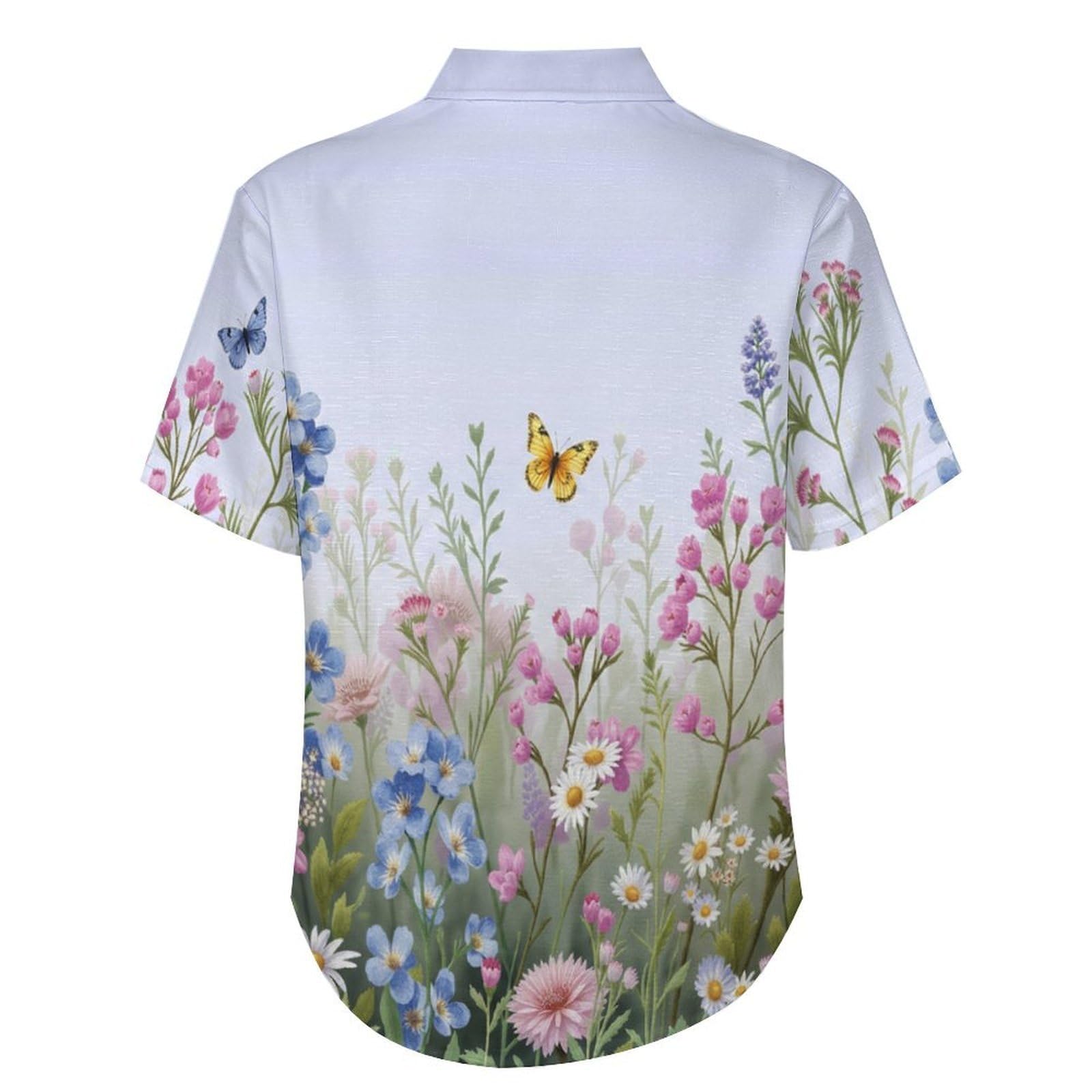 Camicie a Maniche Corte da Uomo - Camicie da Spiaggia con Stampa Fiori Selvatici Farfalle Fiori Ad Acquerello, Funky Estiva Cool Camicia Hawaiana Monopetto Camicia S-5XL