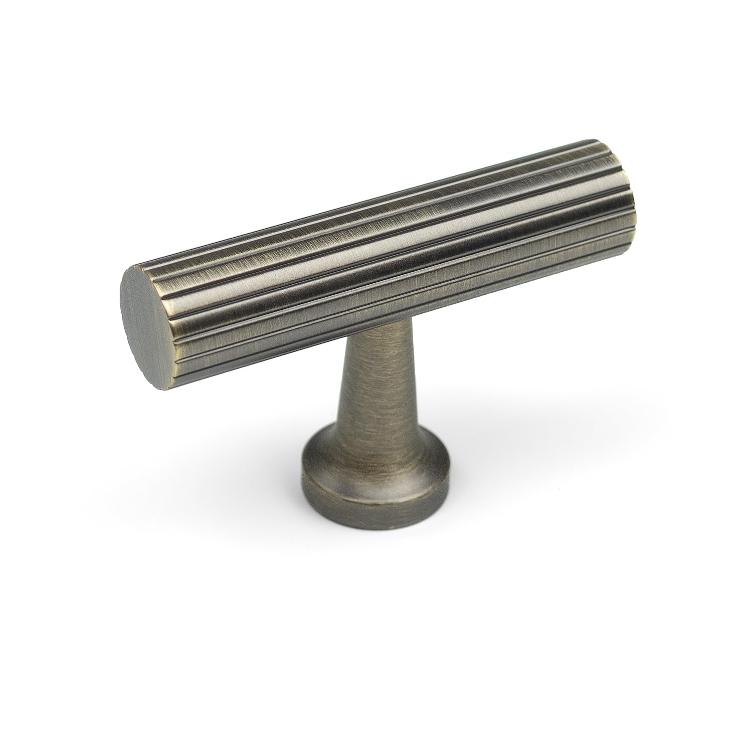 Handle & Home Dark/Gold Antique Brass Reeded Knob/Handles - 50Mm T-Bar Knob