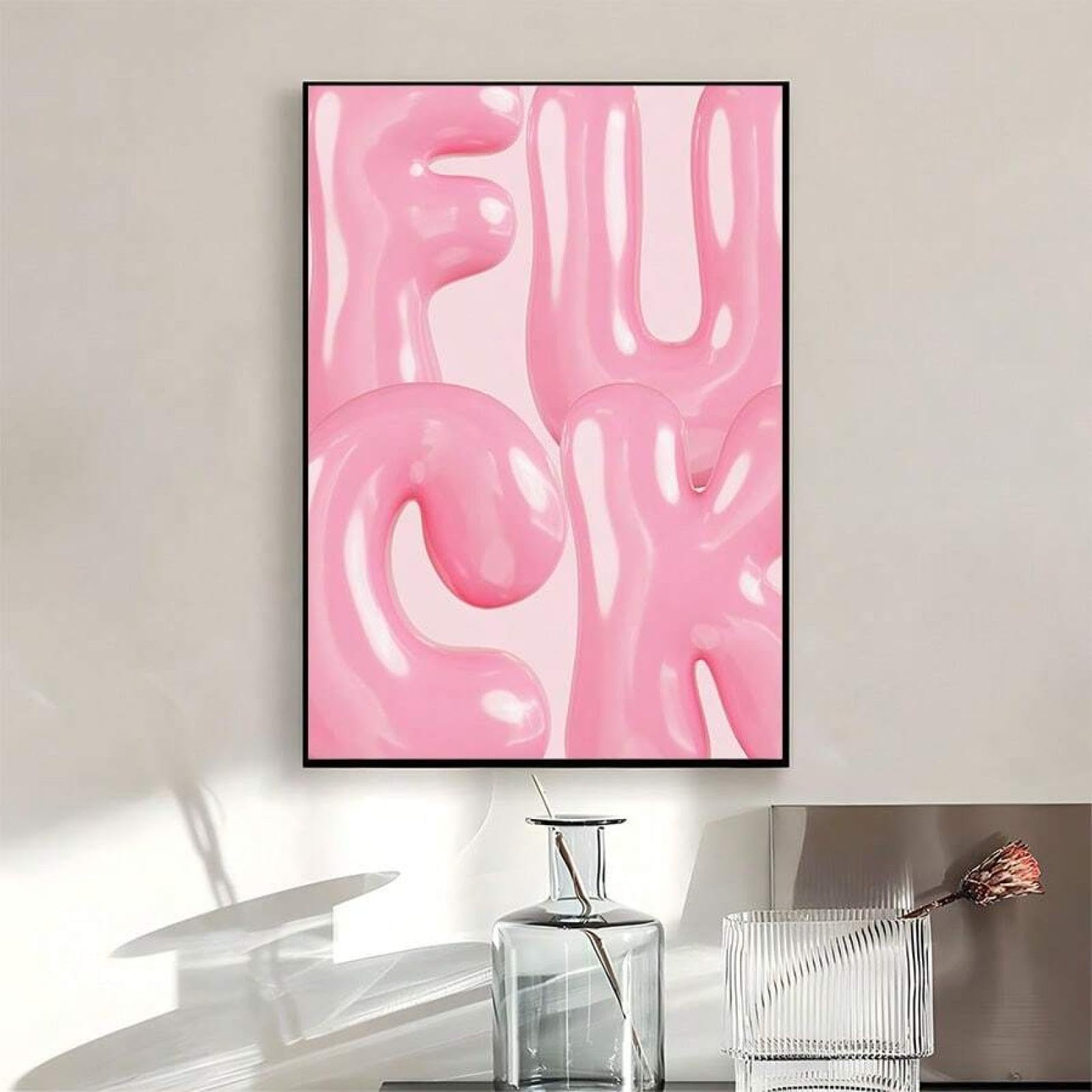 Affiche et impression sur toile rose 21x30 cm encadrée pour salon - 8