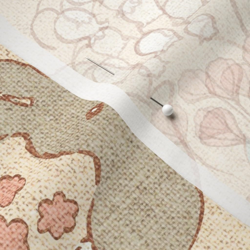 Spoonflower Fabric - Vintage Bunnies Spring Easter Rabbits Printed on Chiffon Fabric by The Yard - Sewing Fashion Apparel Dresses Home Decor