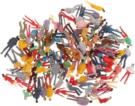 100Pcs Painted People Figures Miniatures for Train Railway Layout, 175