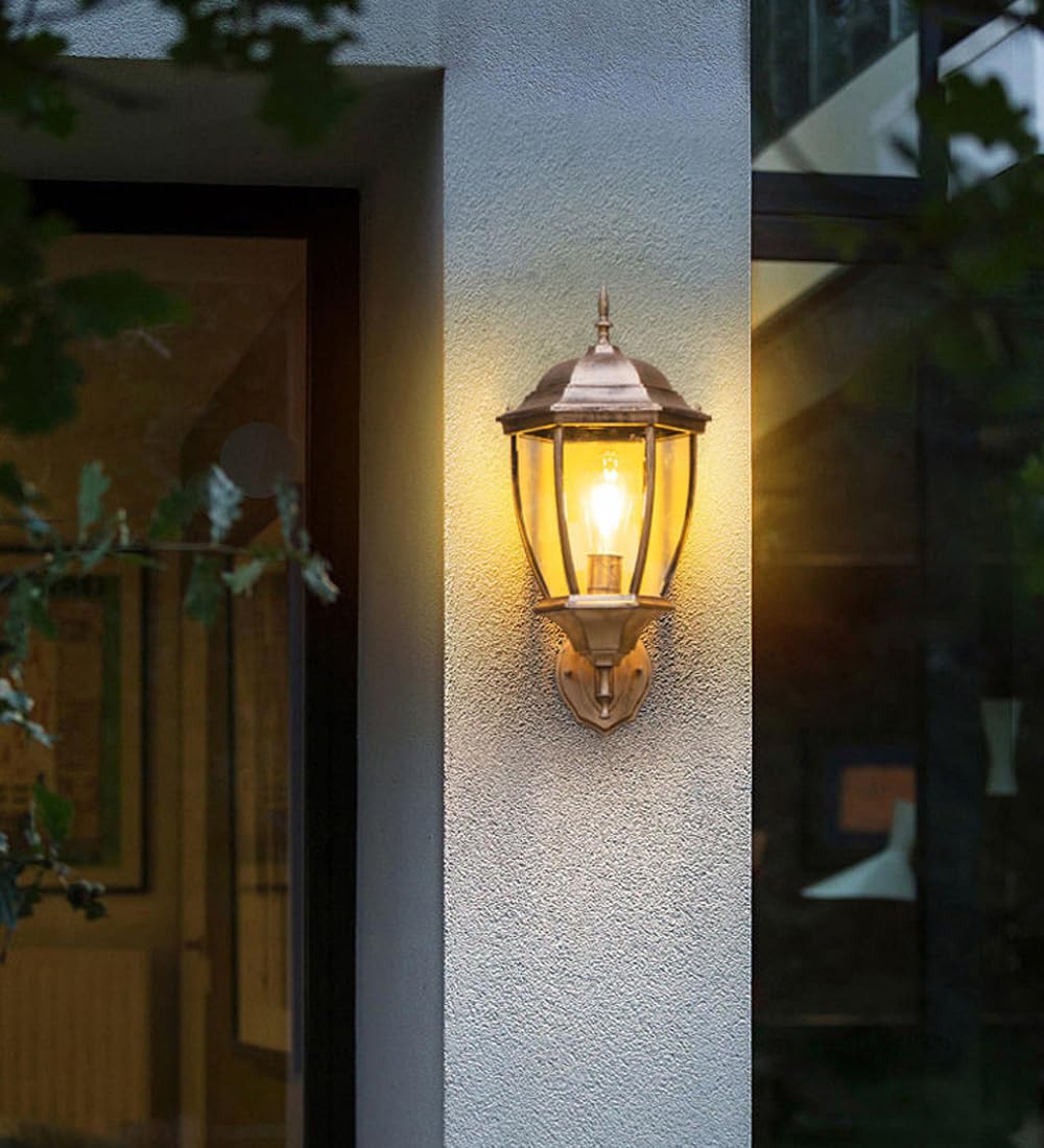 Szklana lampa ścienna z rustykalną szklaną obudową E26, wodoodporna IP54, idealna na podwórko, do ogrodu, przedpokoju, wejścia.