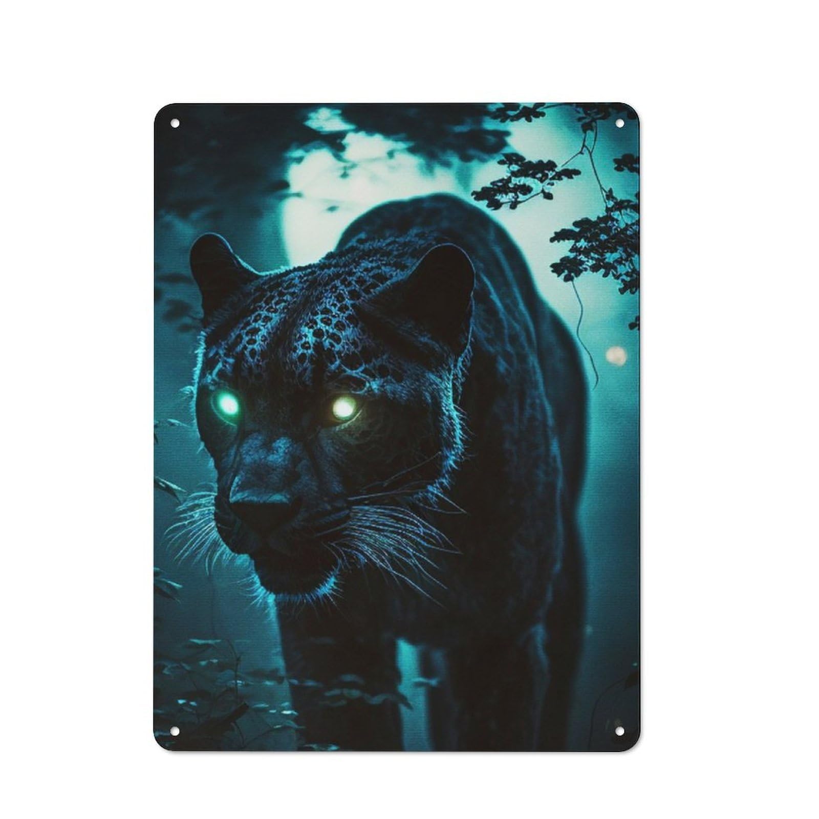 Bistro Style Bistro Metal Sign 40x30cm Featuring Panther In The Dark Forest, Shop Wall Decor for Takeaway, Bar, Kitchen Or Counter Area