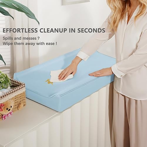 Miniatura 3 de Funda de cuero vegano para cambiador, 31 x 16 pulgadas, impermeable, lavable, extragruesa, portátil y antideslizante, se adapta a cambiadores