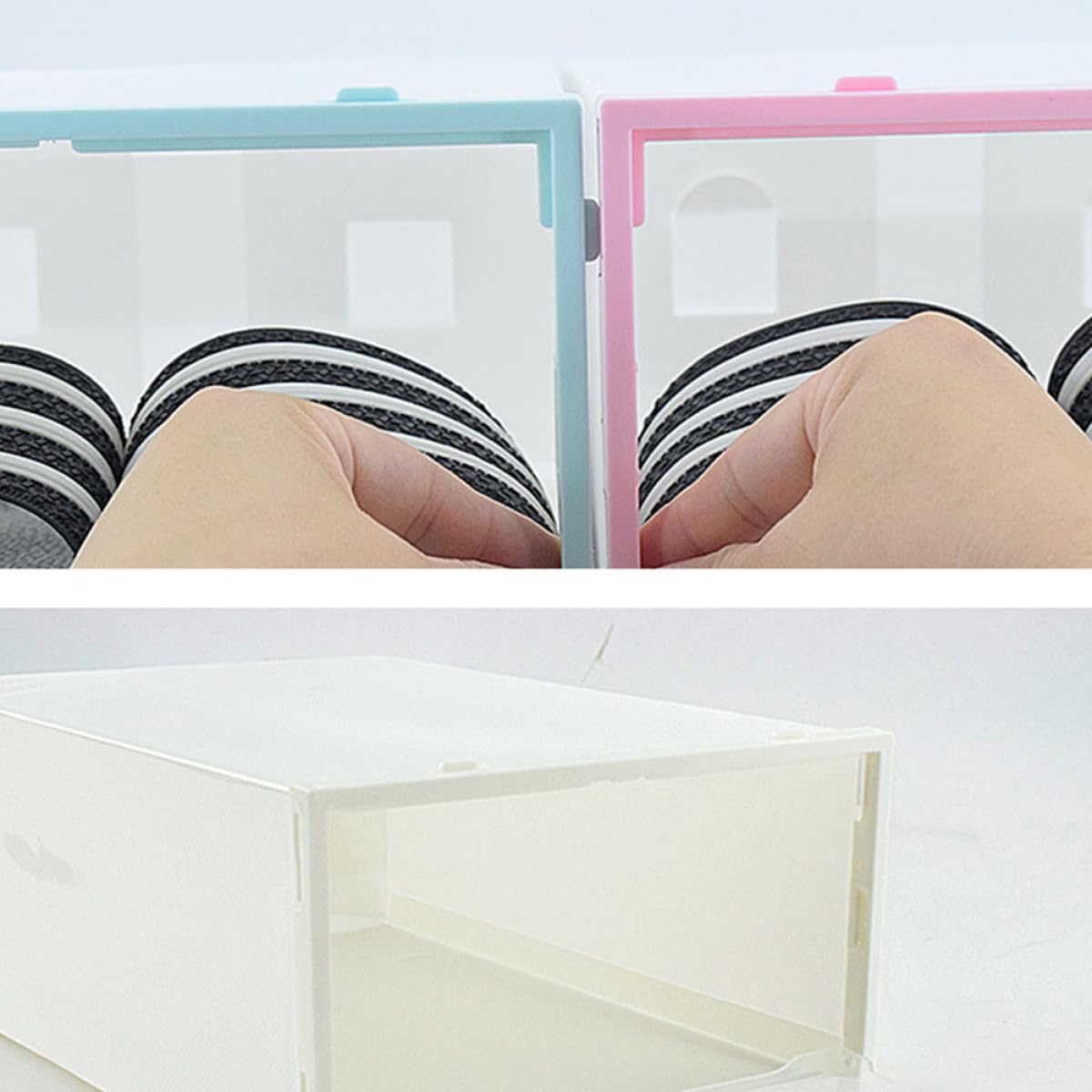 SUPVOX Scatole Porta Scarpe Trasparenti Spesse 6 Pezzi, Organizer Impilabile in Plastica Coperchio, Contenitori per Scarpe Maschili per Armadi, Scaffali e Cassetti, Soluzione Salvaspazio