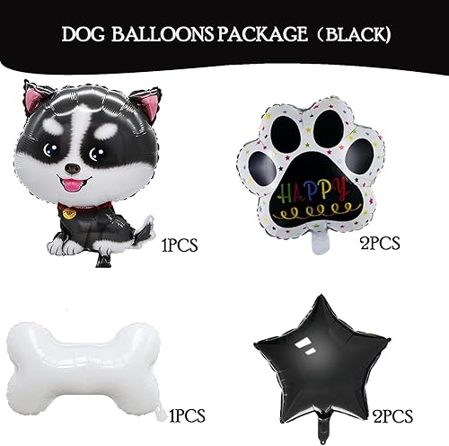 Miniatura 3 de 6 globos de papel de aluminio de Mylar con estampado de pata de hueso de perro Husky para decoraciones de cumpleaños de perros y suministros de